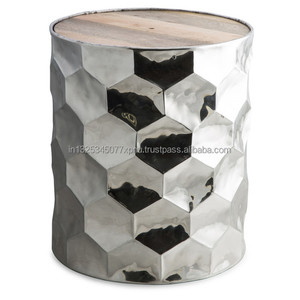 Aluminum Silver Hammered Side Table - Product Image 4