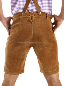 Personnalisé dernier allemand bavarois Shorts en cuir véritable Lederhosen grande taille hommes pantalons anti-rides techniques brodées - Product Image 2