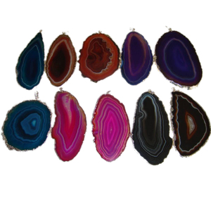 Natural Colorful Agate jasper Slice Crystal <b>Charms</b> 925 Sterling <b>Silver</b> Classic Unisex with Different Sizes - Product Image 4