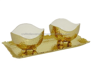 Vente chaude meilleure qualité bol de fruits en laiton gaufré Design fantaisie plats de service et centres de table sculptés à la main pour les fêtes - Product Image 2