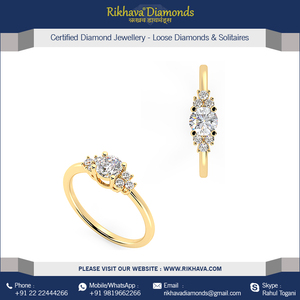 Anillo de Oro Amarillo de 18 quilates con Moissanita de Promesa Anillo de Compromiso para Mujer - Product Image 4