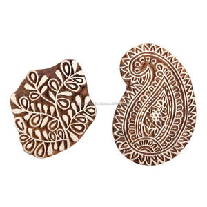 Juego de Bloques de Madera para Niños, Bloques de Impresión de Madera, Hechos a Mano, India, 2 Piezas - Product Image 1