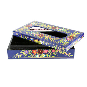 Boîte à mouchoirs décorative florale bleue voiture et support de mouchoirs de table pour la maison, le bureau, la cuisine, la salle à manger et l'utilisation de cadeaux - Product Image 2