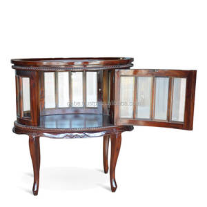 Mesa de té ovalada, muebles hechos a mano, madera de teca sólida con mango de latón envejecido - Product Image 3