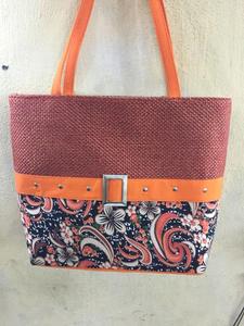 LOWELL CRAFT Handloom Geometric Jute <b>Bag</b> with Rope Handle <b>Long</b> Medium Size - Product Image 6