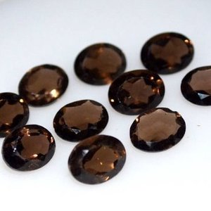 Cuarzo ahumado natural de 4mm y 5mm, corte ovalado facetado, piedras preciosas semipreciosas calibradas sueltas, precio de compra en línea de la tienda del proveedor de piedras - Product Image 1