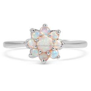 Anillo de piedra preciosa de ópalo flor compromiso al por mayor para mujer - Product Image 2