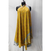 Robe longue réversible vintage à motif floral grande taille en soie, style sari, pour l'été, à porter en paréo de plage, style bohème, avec détail à la taille