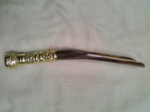 Luxury Leather <b>Handle</b> Custom Metal Pocket Stainless Steel Shoe Horn Black <b>knife</b> - Product Image 2
