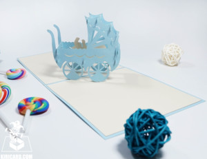 Nuevo Bebé transporte 3D de felicitación hecha a mano tarjeta para la memoria bebé el regalo de cumpleaños - Product Image 4