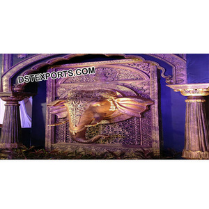 Panel de Entrada de Boda con Elefantes de Fibra, Decoración Majestuosa de Elefantes para Bodas de Kerala, Decoración de Entrada de Boda con Estatua de Elefante - Product Image 1