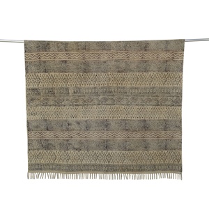 Alfombra de algodón tejida a mano de tamaño grande de 5x8 pies al por mayor alfombra hecha a mano con estampado de bloque de madera abstracto Dhurrie teñido vegetal antiguo - Product Image 5