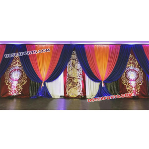 Mehndi noche decoración de diseño elegante de escenario de Boda boda real etapa telón de fondo de Marcos - Product Image 1