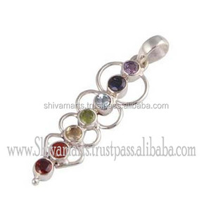 Venta al por mayor de Plata de Ley 925 sólida, joyería fina, múltiples piedras preciosas naturales, granate Chapado en plata, bisel principal, dijes colgantes - Product Image 2