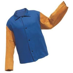 Veste de soudeur industrielle robuste en cuir de vachette fendu bleu royal vêtements de travail de protection - Product Image 1