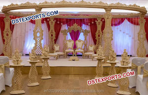 อินเดียจัดงานแต่งงานรอบ Mandap ไม้ที่สวยงามแกะสลัก Mandap ออกแบบคุชราตแต่งงานไม้ Mandap - Product Image 4
