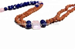 ทำด้วยมือ108ลูกปัดโยคะมาลาสร้อยคอกับ Lapis Lazuli rudraksha พู่ประดับอัญมณีสร้อยคอสำหรับของขวัญปาร์ตี้ - Product Image 2