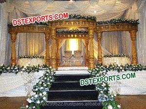Mandap de fibra de cristal tallada para boda india, color dorado y rosa - Product Image 4