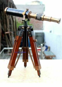 Telescopio Portátil Náutico de Latón Macizo y Negro Antiguo con Trípode, Decoración para el Hogar, Artículo Coleccionable - Product Image 2