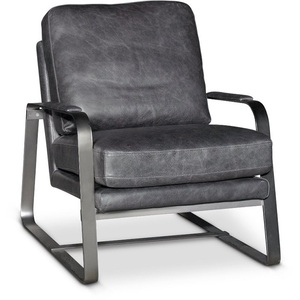 Chaise professionnelle industrielle en fer et cuir, fauteuil - Product Image 1