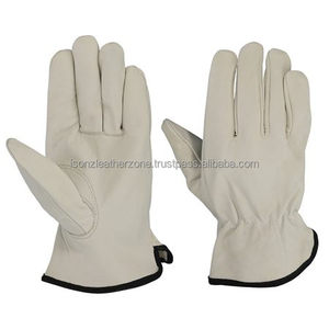 ISONZ Leather Zone Cowhide Calf Leather Fully Palm <b>Driver</b> Safety <b>Gloves</b> Anti-Cut Heat Resistant 10 Inch 1.2mm Thick - Product Image 1