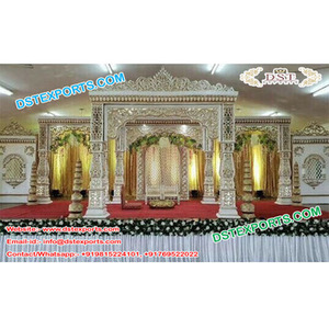Configuration de Jodha Akbar Mandap de mariage royal Fabricant de mandap de mariage indien Mandap sculpté en fibre à vendre - Product Image 1