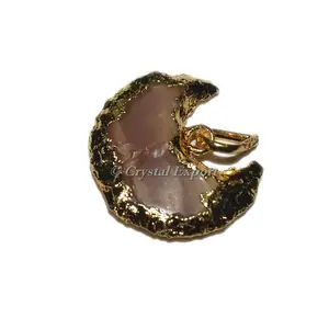 Colgantes en forma de luna chapados en oro, ágata, diseño de primera clase - Product Image 1