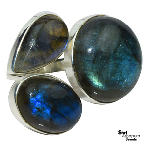 Anillo de Plata de Ley 925 con labradorita azul, joyería de diseño, joyería de plata - Product Image 2