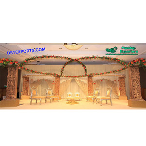 หรูหราฮินดูแต่งงานไม้เวทีตกแต่งเอเชียเวทีแต่งงานตั้งผู้ผลิตล่าสุดงานแต่งงานเวทีตกแต่ง - Product Image 1