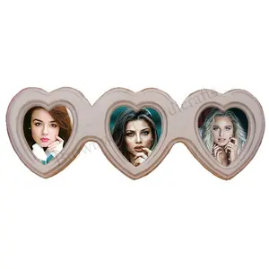 简单独特的木制手工心形拼贴爱心相框，用于印度出口商的结婚礼物或装饰用途