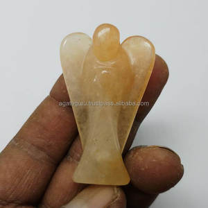 Pierre précieuse d'aventurine orange sculptée guérison et méditation en cristal naturel d'ange - Product Image 1