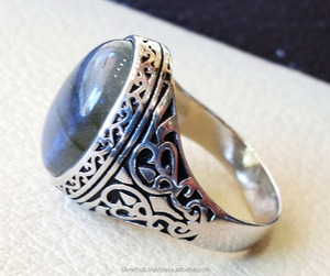 Anillos de filigrana de Plata de Ley 925 sólida, cabujón de labradorita azul, piedra preciosa, OEM, piedra natal, fiesta, regalos de San Valentín, venta al por mayor - Product Image 4