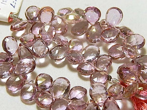 Piedra preciosa semipreciosa de cuarzo rosa místico, Briolette facetada de pera, 9-10mm - Product Image 2