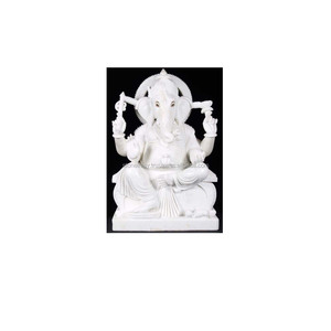 Marble White Decorative Ganesha Idol Sculpture - Product Image 1