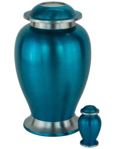 สีฟ้า Pewter สองโทนเงาขัดสีที่กําหนดเองของที่ระลึกโกศสําหรับเถ้ามนุษย์เผาไหม้โกศอุปกรณ์ศพ - Product Image 2