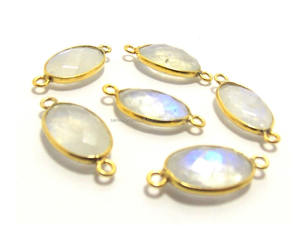 พลอยรูปพระจันทร์สีรุ้งสีขาวพร้อมสลักรูปวงรีทรงสองชั้นชุบทองสำหรับเป็นของขวัญ - Product Image 2