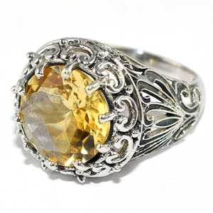 Anillo de Plata de Ley 925 con forma redonda de citrino, joyería de plata de ley 925, joyería de plata 925 fresca, venta al por mayor - Product Image 3