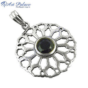 Pendentif Quartz Rose 925 argent massif fait à la main Solitaire pendentif bijoux fins femmes pierre précieuse ronde Vintage Rose Quartz pendentif - Product Image 1