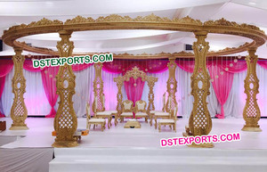 Mandap en bois sculpté pour mariage hindou, magnifique ensemble de mandaps en bois, ensemble de mandaps en bois sculpté pour mariage indien, décoration d'événement en Australie - Product Image 5