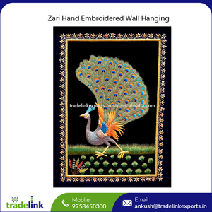 Zari Luxury Hand Embroidered Jewel <b>Wall</b> Hanging <b>Carpet</b> Resin Fabric Eco-Friendly Home Decor Self-Adhesive Installation Rectangle - Product Image 2