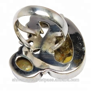 Nueva moda Vintage 925 plata esterlina forma desigual citrino piedra preciosa eternidad anillo Vermeil para mujeres y niñas-regalo de fiesta de boda - Product Image 2