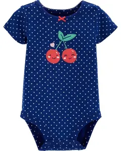 Dot printed baby girl romper with cherry embroidery cotton clothes for baby boys baby clothes infant winter onesie