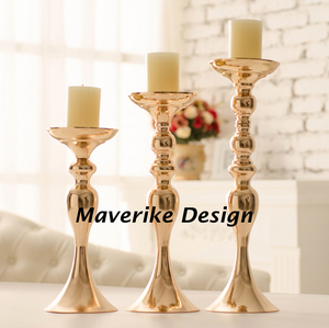 Brass <b>Pillar</b> <b>Candle</b> Holders for Table Centerpiece Metal <b>Candles</b> Stand Decoration for Weddings Special Events Parties Decoration - Product Image 4