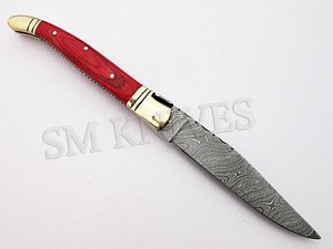 Couteau de poche en Laguiole, lame de damas faite à la main avec gaine en cuir (smf23) - Product Image 2