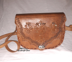 Bolso de mano de cuero genuino Vintage de moda para mujer, bolso de mano de precio bajo para mujer con cierre de cubierta, patrón geométrico bohemio - Product Image 1