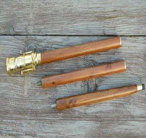 Bastón de madera telescópico de latón ajustable, caña Náutica para caminar, mango de madera, venta al por mayor - Product Image 3