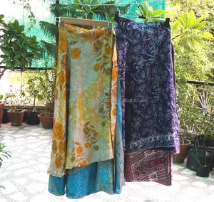 印度设计师旧丝绸纱丽围裙从jaipuronline