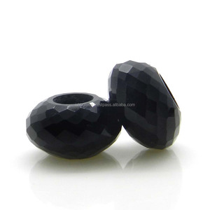 ลูกปัดกลมเหลี่ยมเพชรพลอยขนาด14x8x5.5มม. ลูกปัดหินรูใหญ่ - Product Image 1