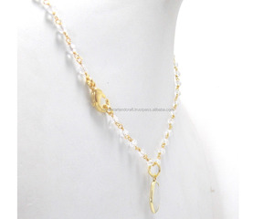 Natural Rainbow Moonstone <b>Beaded</b> Layering Trending Fashionable Rosary Natural Multi Gemstone Necklace - Product Image 3