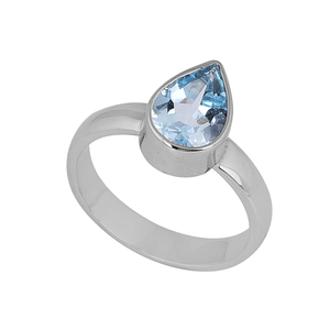 Casa de Plata แฮนด์เมด7x10มม. แหวนพลอยบุษราคัมสีฟ้าตัดลูกแพร์925แข็งเครื่องประดับเงินสเตอร์ลิงสำหรับงานปาร์ตี้ขายส่งผลิต - Product Image 3